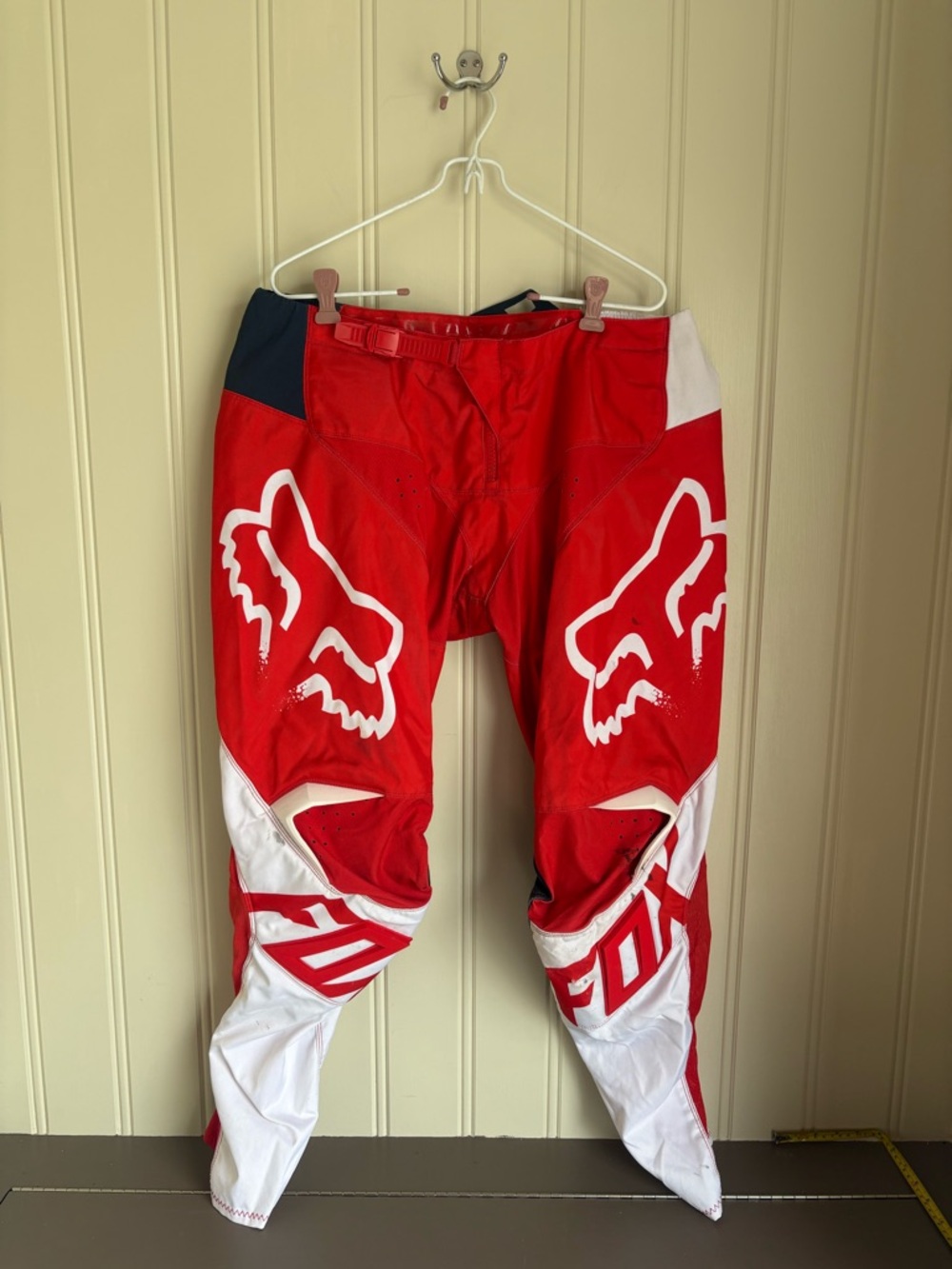Fox Red and White Motocross Pants with Fox Head Logos